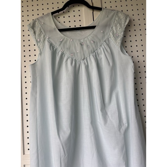 Vintage Sears Perma Prest Night Gown Dress Lace Trim Light Green Size 36-38 - Picture 6 of 8